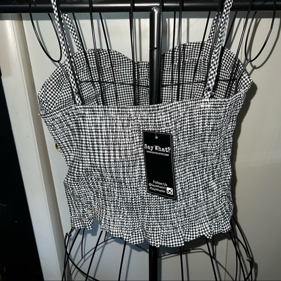 Black and White Gingham Tank Top - Picture 2 of 4